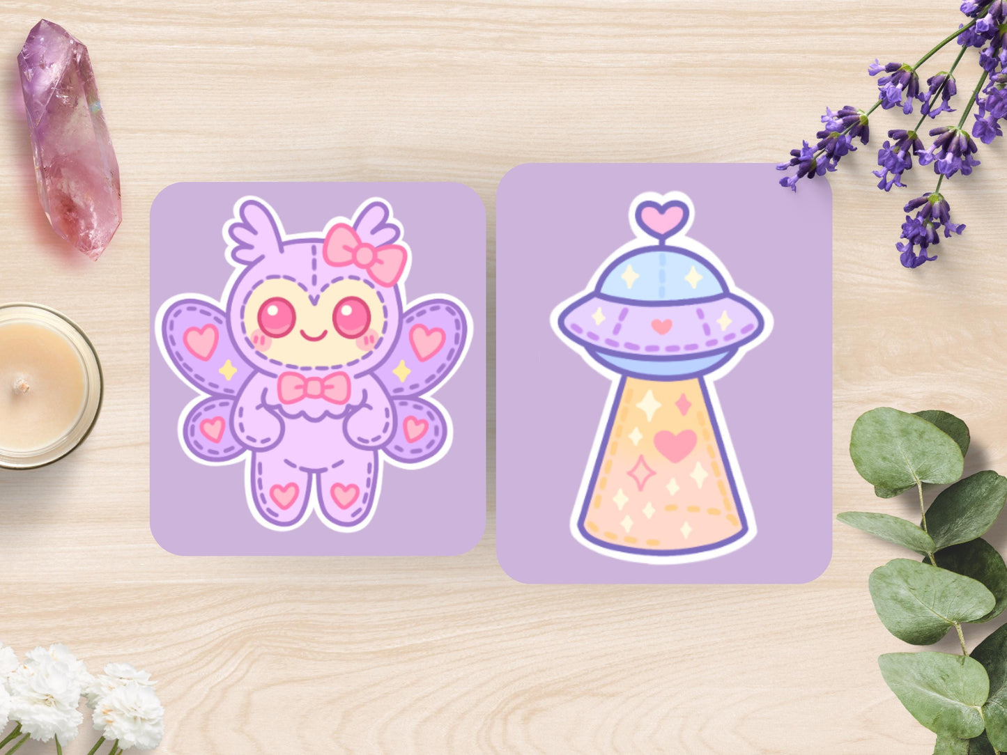 Kawaii Cryptid Cuties Sticker Sheet Waterproof Vinyl Pastel Plush Die-Cut