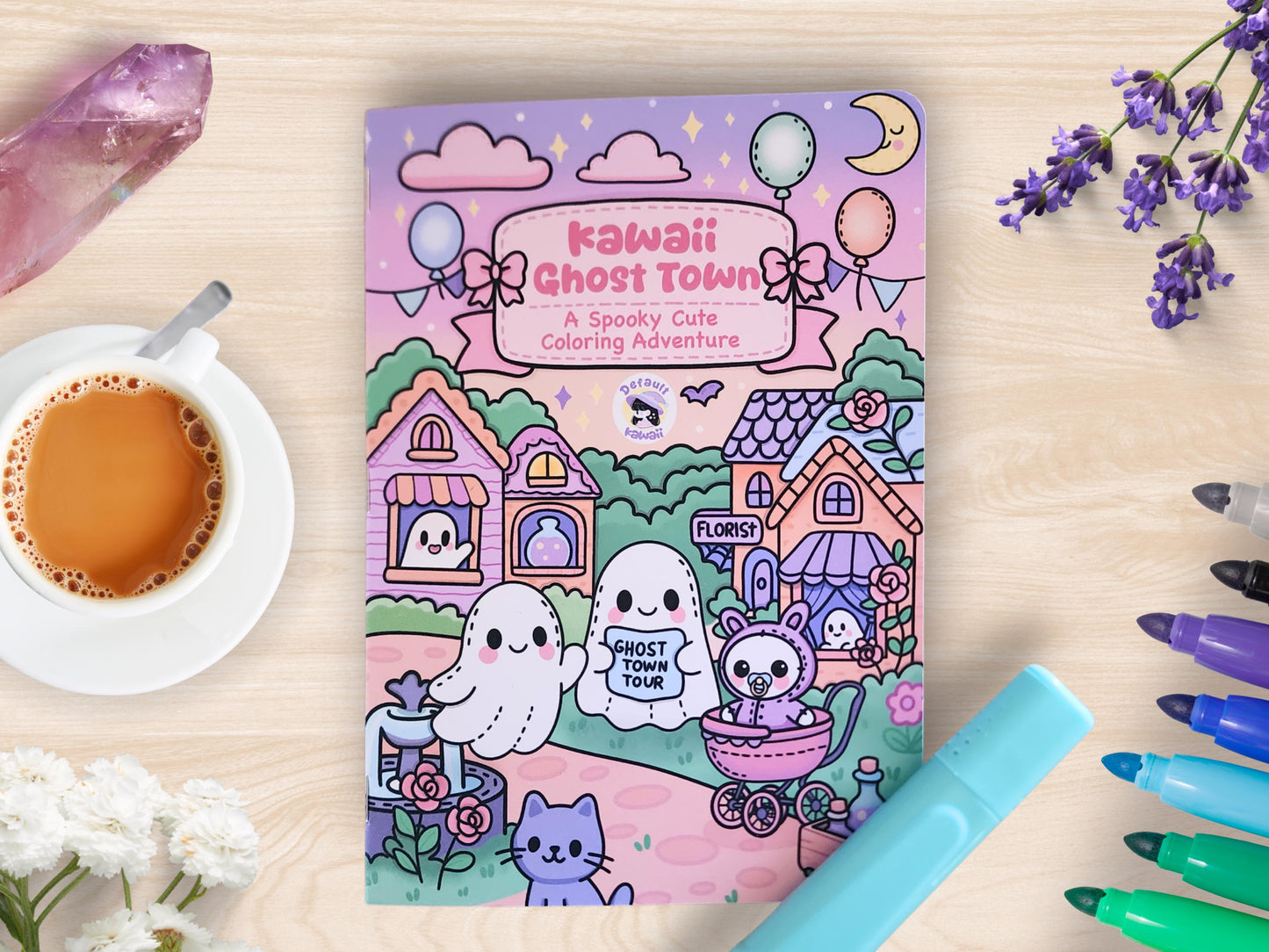 Handmade Kawaii Ghost Town Mini Coloring Book: Pastel Spooky Adventure