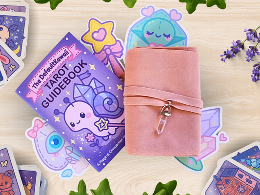 Handmade Kawaii Tarot Deck – 22 Major Arcana Cards + Illustrated Guidebook & Velvet Pouch