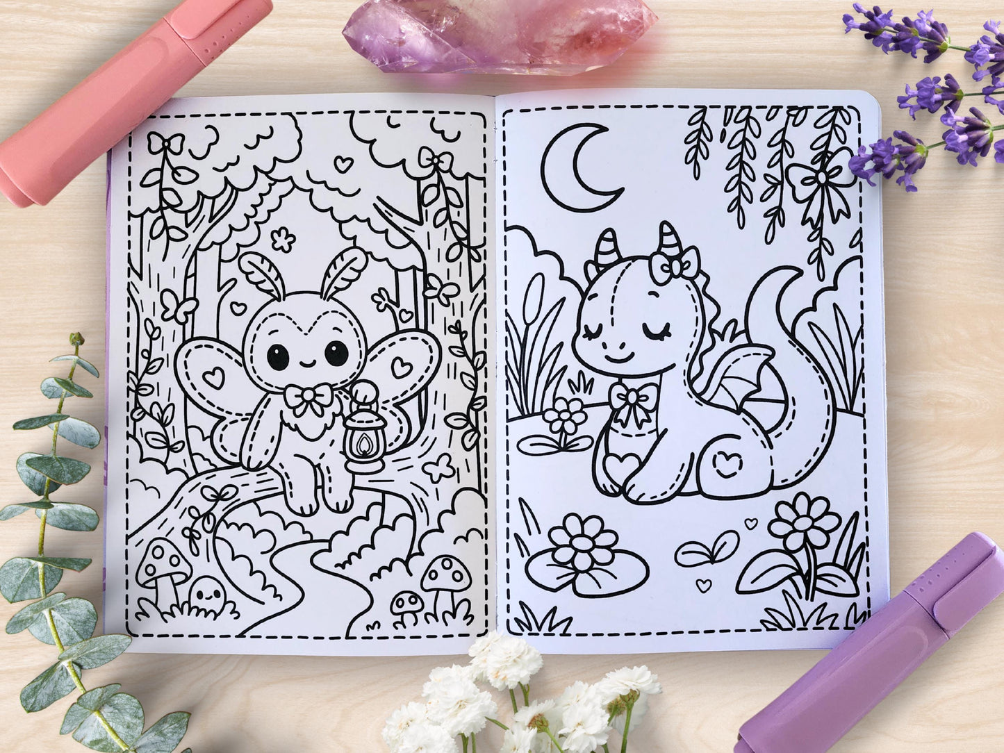 Cryptid Cuties Mini Coloring Book A5 Handmade Pastel Spooky Kawaii