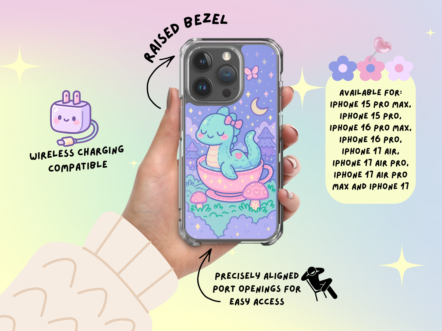 Nessie Teacup iPhone Case – Pastel Witchcore Cryptid Phone Cover (iPhone 16/15 Pro Max)