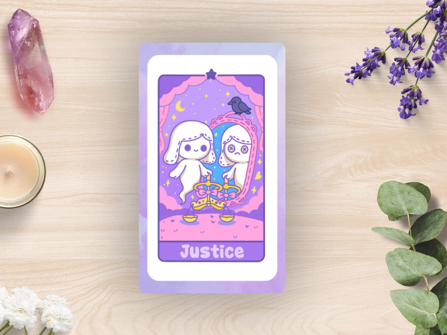 Kawaii Tarot Sticker Sheet Shadows & Secrets Waterproof Vinyl Pastel Witchy
