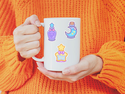 Kawaii Potion Bottle Stickers Witchy Pastel Waterproof Vinyl Die-Cut 6-Pack