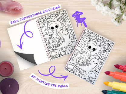 Cryptid Cuties Forest Fair A4 Coloring Book: Pastel Spooky Adventure Pages