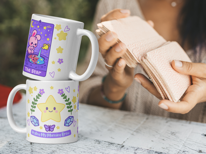 The Star Tarot Mug – Pastel Witchcore Bunny Coffee Cup, 11oz Ceramic Healing Brew Mug