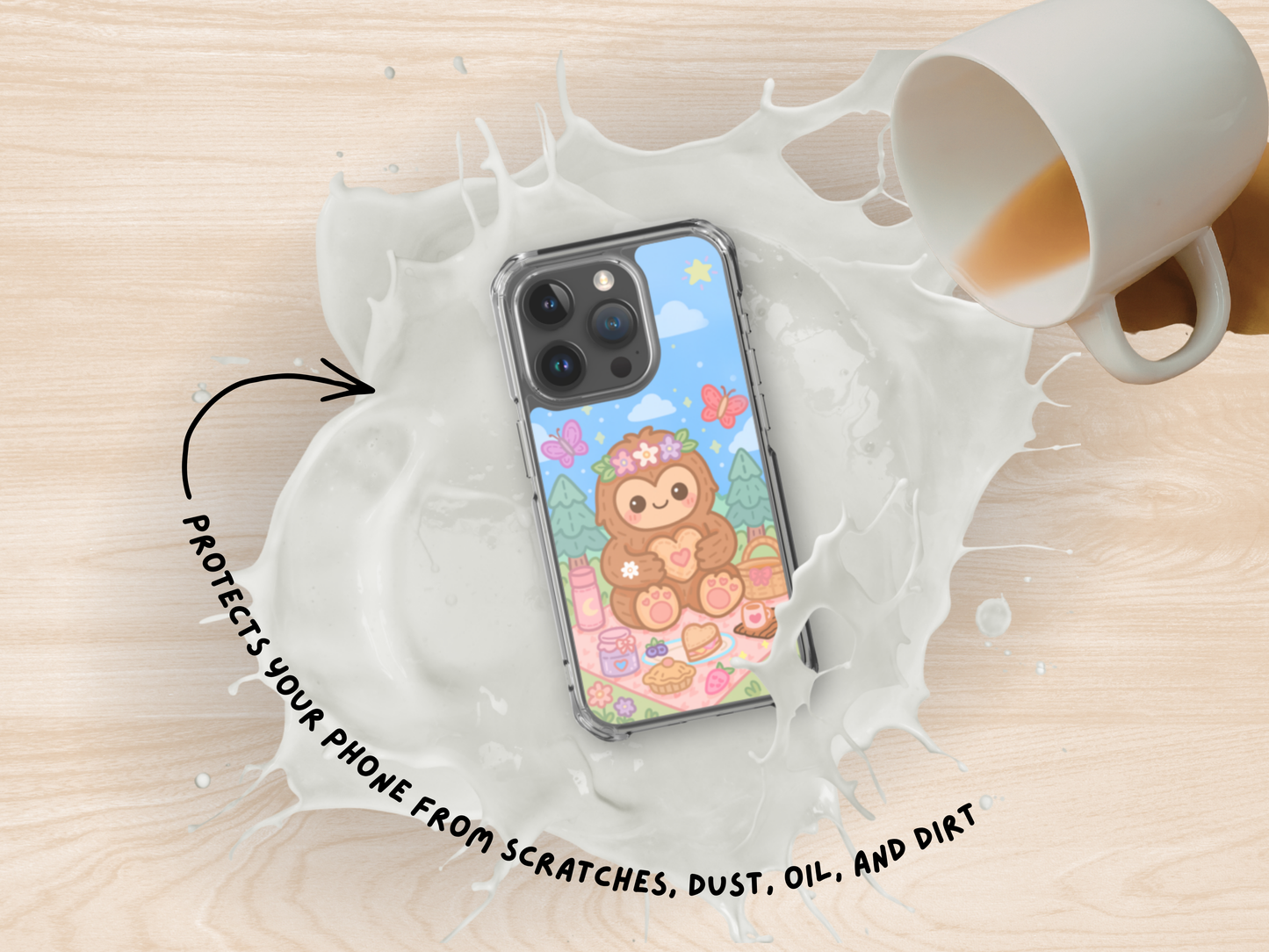 Bigfoot Tea Party iPhone Case – Cryptid Picnic Phone Cover, Pastel Witchcore