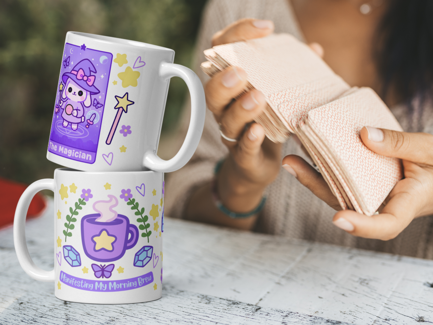 DefaultKawaii The Magician Tarot Mug 11oz – Manifesting My Morning Brew Pastel Witchcore