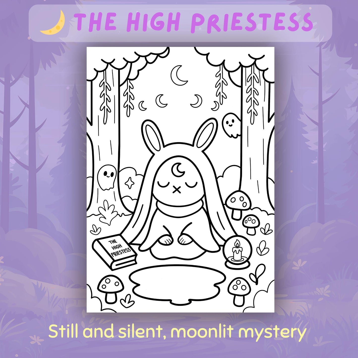 Spooky Forest Tarot Coloring Pages Kawaii Printable PDF Volume 1