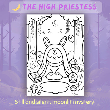 Spooky Forest Tarot Coloring Pages Kawaii Printable PDF Volume 1