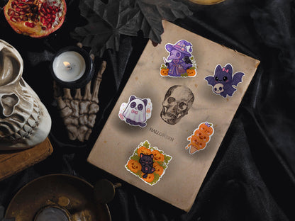 Pastel Halloween Die Cut Stickers: Spooky Vinyl Pack (5 Designs)