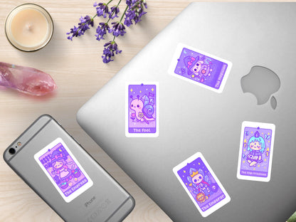 Kawaii Tarot Sticker Sheet Beginnings & Blessings Waterproof Vinyl Pastel Witchy