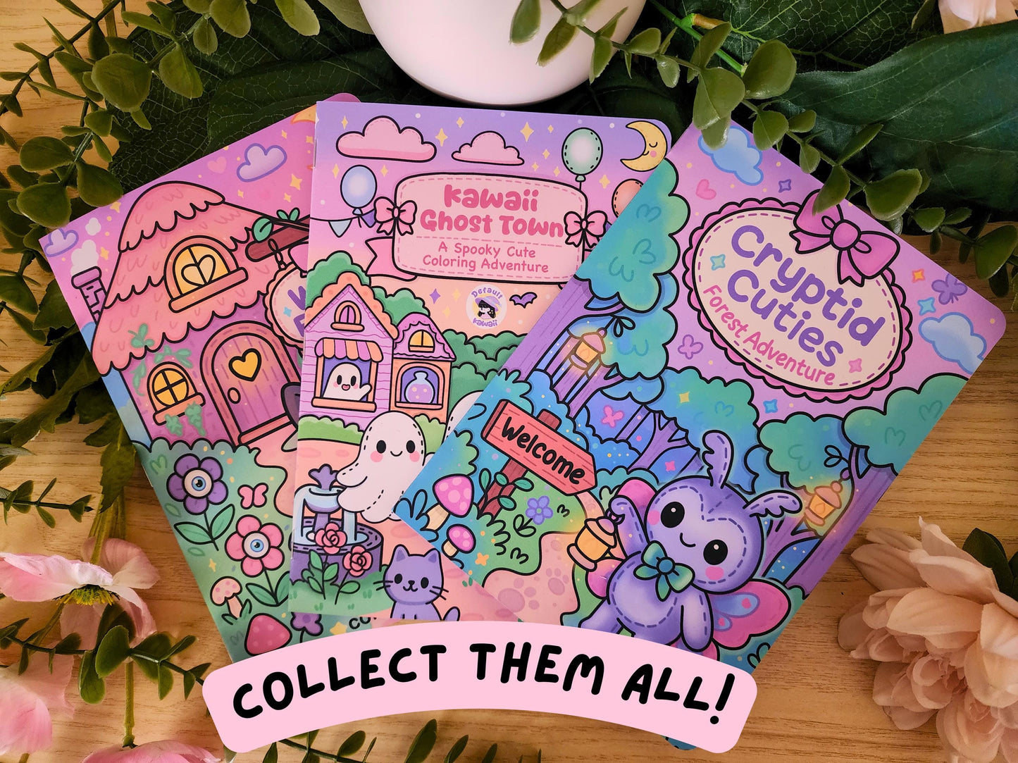 Witch's Familiars Mini Coloring Book A5 Handmade Pastel Spooky Kawaii