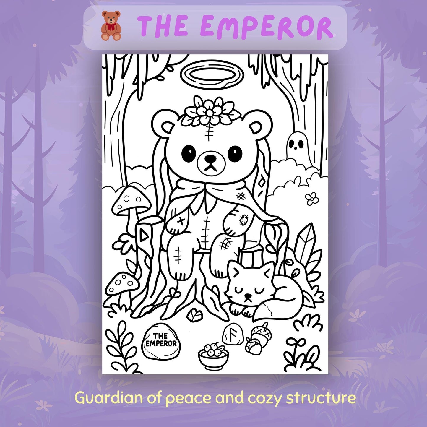 Spooky Forest Tarot Coloring Pages Kawaii Printable PDF Volume 1
