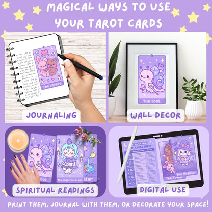Kawaii Tarot Deck: Hand-Drawn Pastel Witchcore Cards (PDF Guide Included)