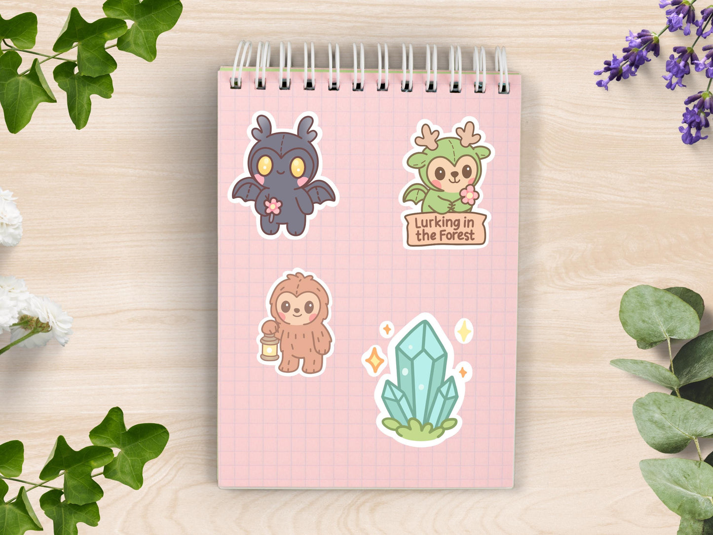 Kawaii Cryptid Sticker Pack: Pastel Spooky Die-Cut Vinyl Decals