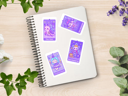 Kawaii Tarot Sticker Sheet Beginnings & Blessings Waterproof Vinyl Pastel Witchy