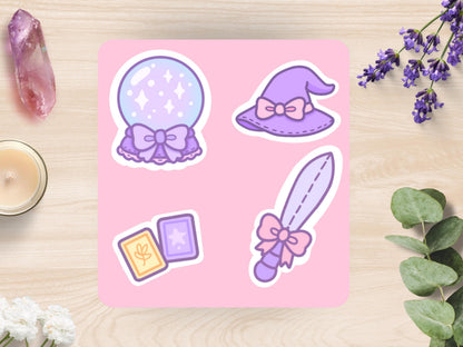 Kawaii Witch Altar Sticker Sheet Pastel Witchy Waterproof Vinyl Die-Cut