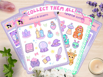 Kawaii Tarot Stickers: Love, Lessons & Destiny - Waterproof Vinyl Sheet