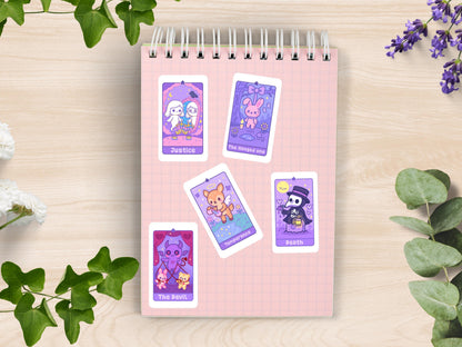 Kawaii Tarot Sticker Sheet Shadows & Secrets Waterproof Vinyl Pastel Witchy