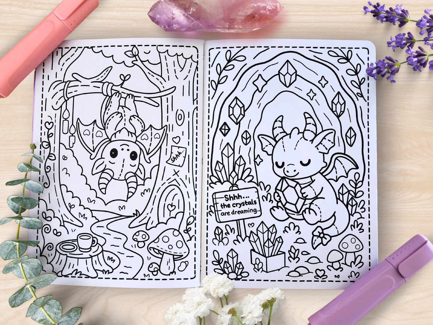 Cryptid Cuties Mini Coloring Book A5 Handmade Pastel Spooky Kawaii