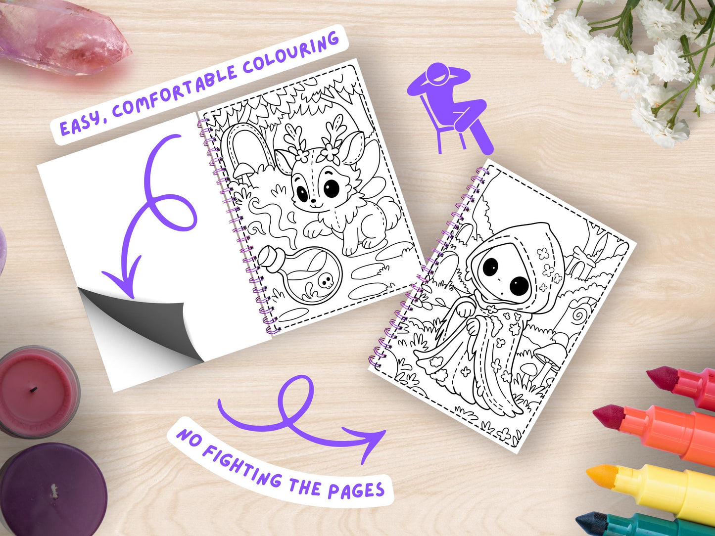 Handmade Fairy Garden A4 Coloring Book: Pastel Spooky Gothic Adventure