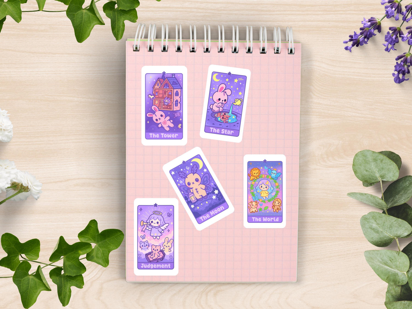 Kawaii Tarot Sticker Sheet Dreams & Destiny Waterproof Vinyl Pastel Witchy