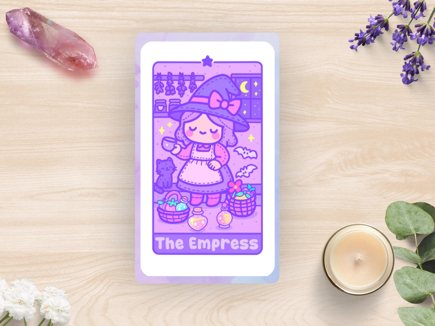 Kawaii Tarot Sticker Sheet Beginnings & Blessings Waterproof Vinyl Pastel Witchy