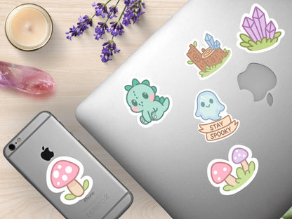 Kawaii Cryptid Sticker Pack: Pastel Spooky Die-Cut Vinyl Decals