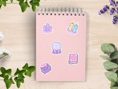 Kawaii Witch Altar Sticker Sheet Pastel Witchy Waterproof Vinyl Die-Cut