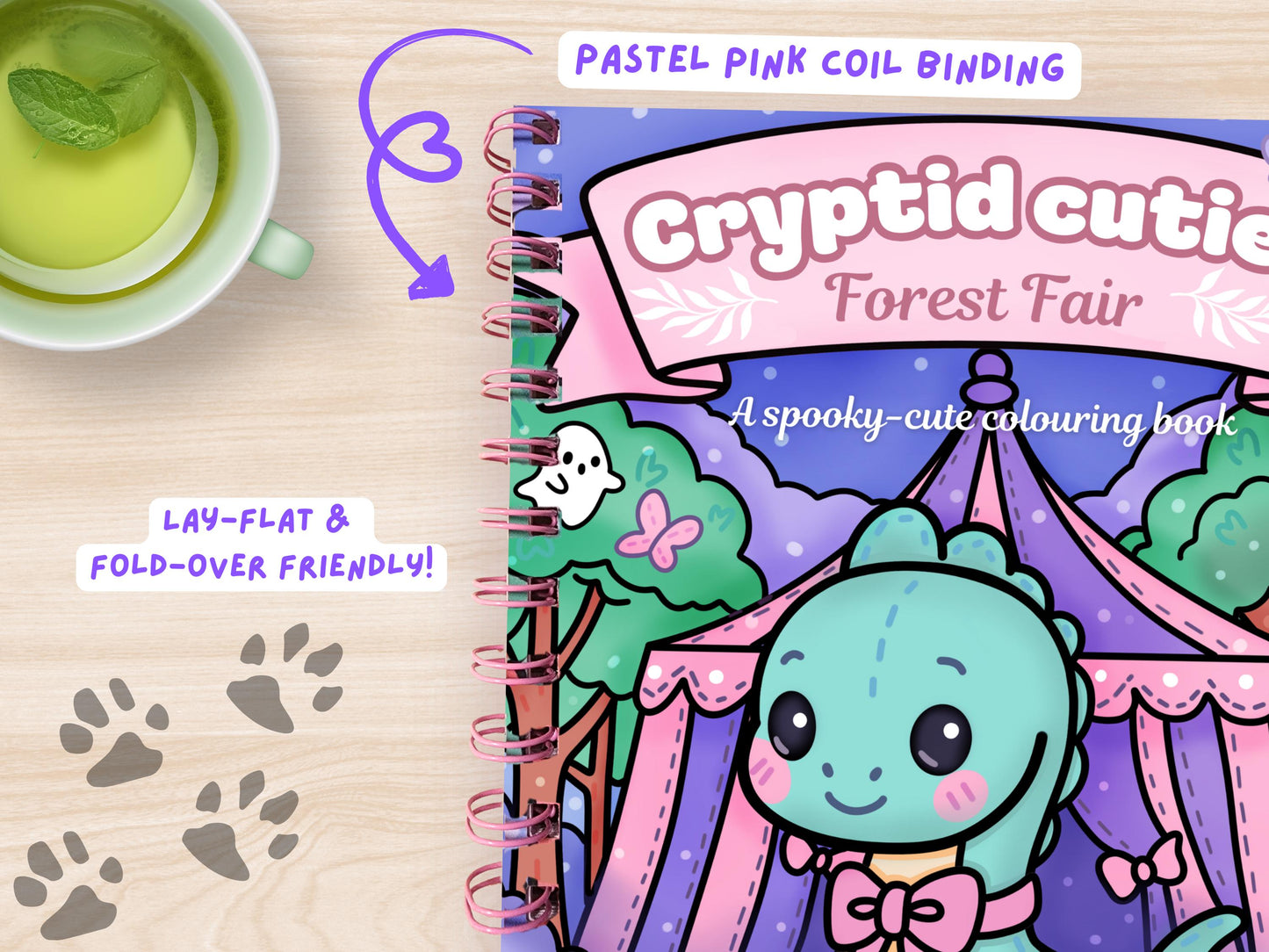 Cryptid Cuties Forest Fair A4 Coloring Book: Pastel Spooky Adventure Pages