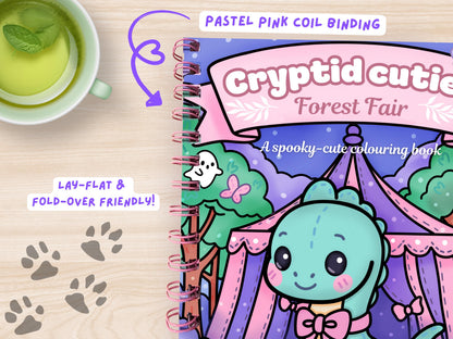 Cryptid Cuties Forest Fair A4 Coloring Book: Pastel Spooky Adventure Pages