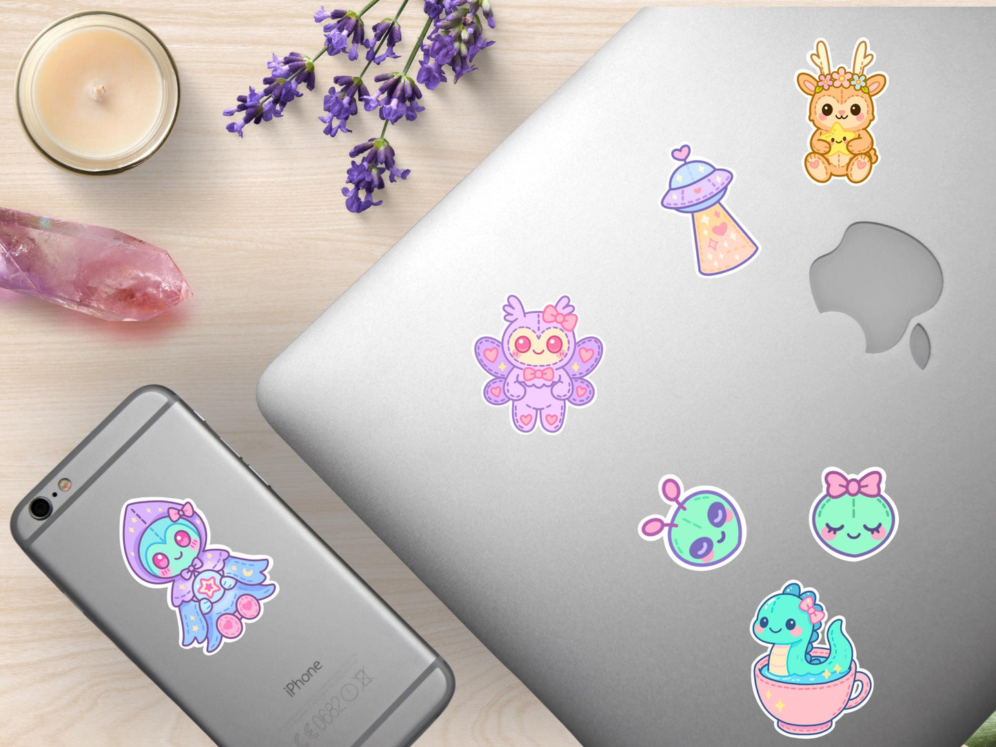 Kawaii Cryptid Cuties Sticker Sheet Waterproof Vinyl Pastel Plush Die-Cut