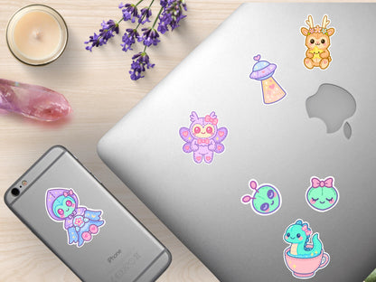 Kawaii Cryptid Cuties Sticker Sheet Waterproof Vinyl Pastel Plush Die-Cut