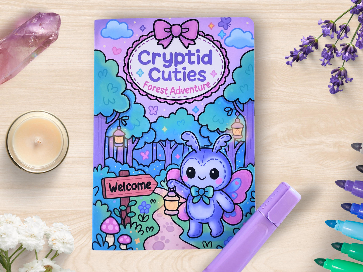 Cryptid Cuties Mini Coloring Book A5 Handmade Pastel Spooky Kawaii