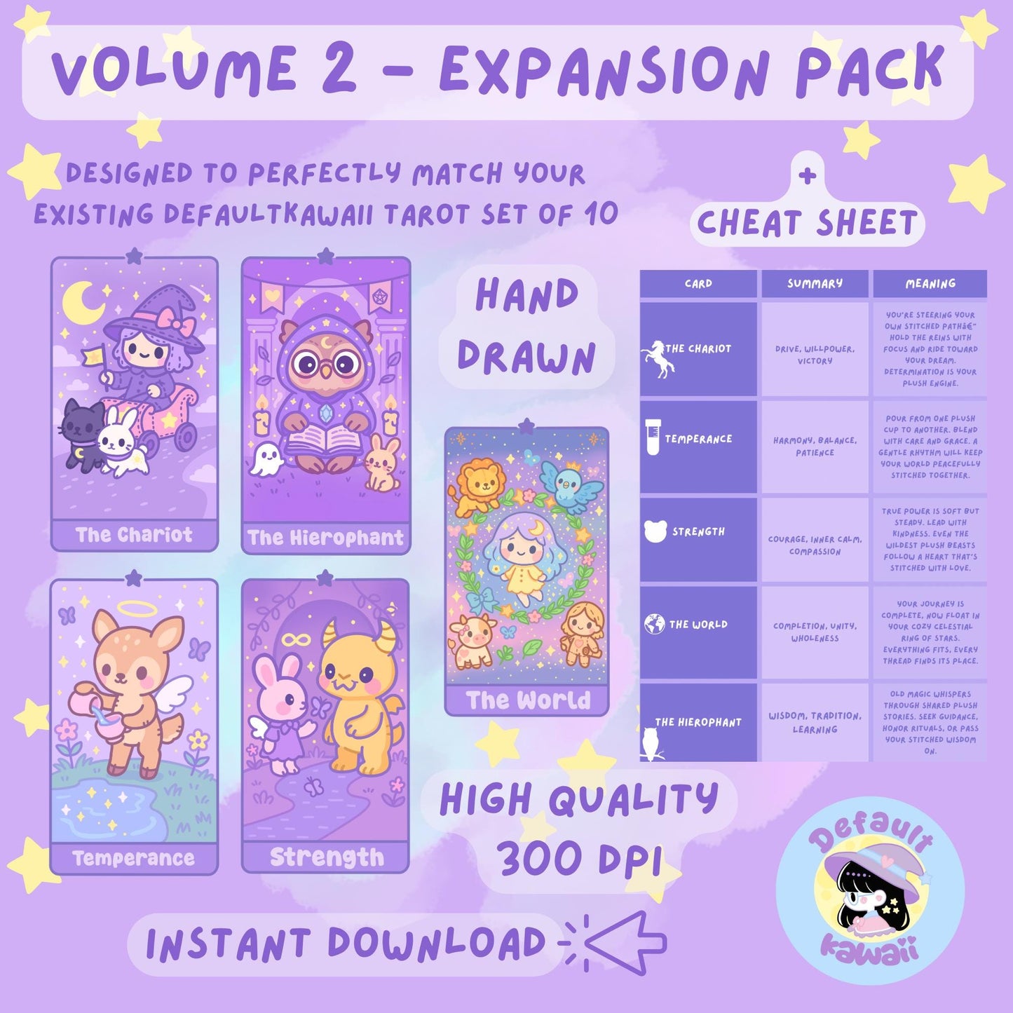 Pastel Kawaii Tarot Expansion Pack 2 - Plush Cards Digital Download