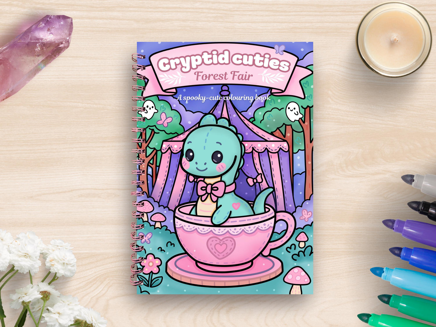 Cryptid Cuties Forest Fair A4 Coloring Book: Pastel Spooky Adventure Pages