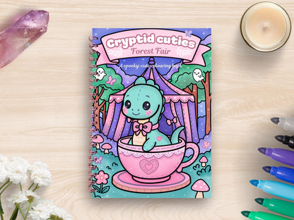 Cryptid Cuties Forest Fair A4 Coloring Book: Pastel Spooky Adventure Pages