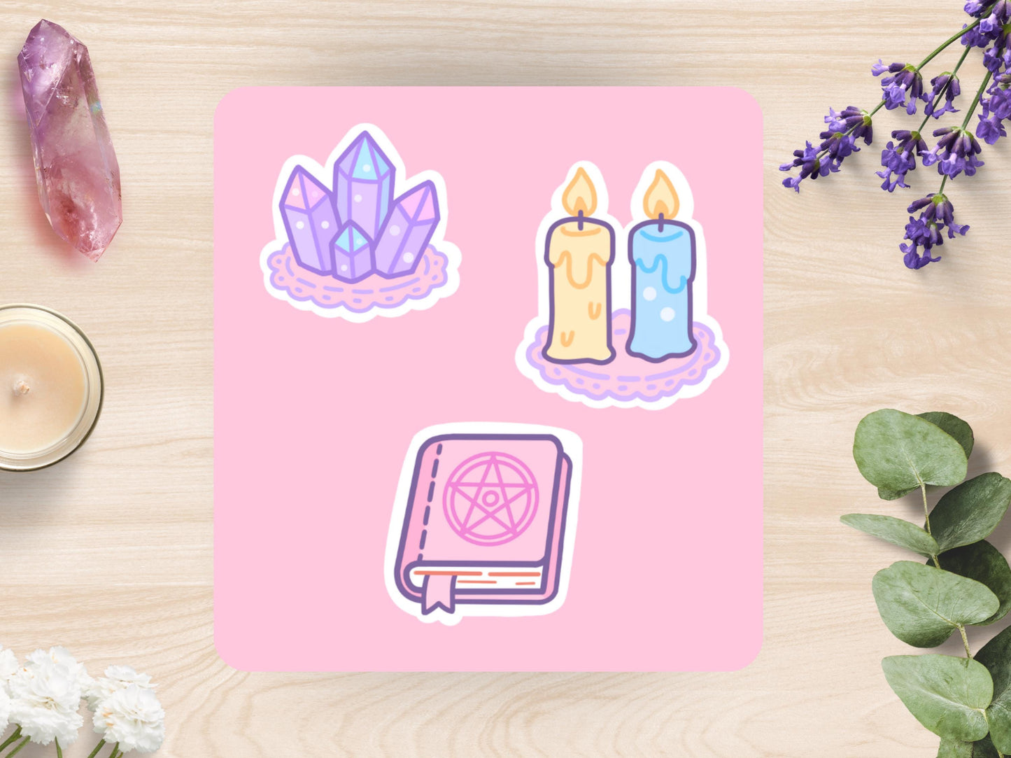 Kawaii Witch Altar Sticker Sheet Pastel Witchy Waterproof Vinyl Die-Cut
