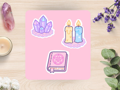 Kawaii Witch Altar Sticker Sheet Pastel Witchy Waterproof Vinyl Die-Cut