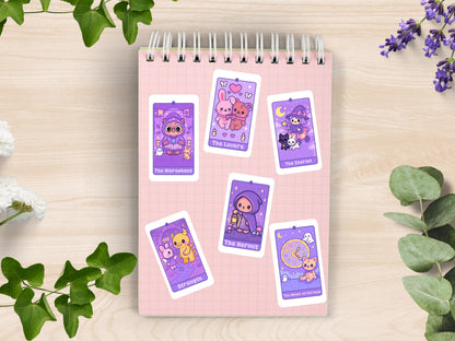Kawaii Tarot Stickers: Love, Lessons & Destiny - Waterproof Vinyl Sheet