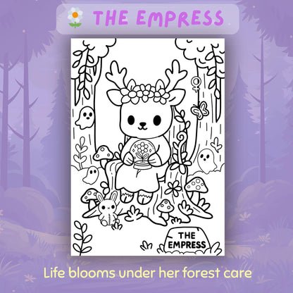 Spooky Forest Tarot Coloring Pages Kawaii Printable PDF Volume 1