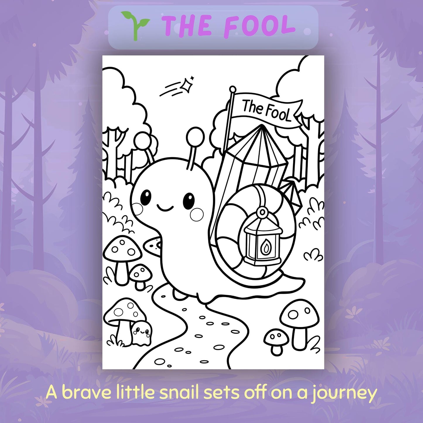 Spooky Forest Tarot Coloring Pages Kawaii Printable PDF Volume 1