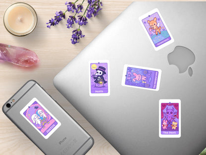 Kawaii Tarot Sticker Sheet Shadows & Secrets Waterproof Vinyl Pastel Witchy