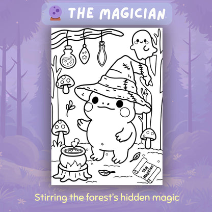 Spooky Forest Tarot Coloring Pages Kawaii Printable PDF Volume 1