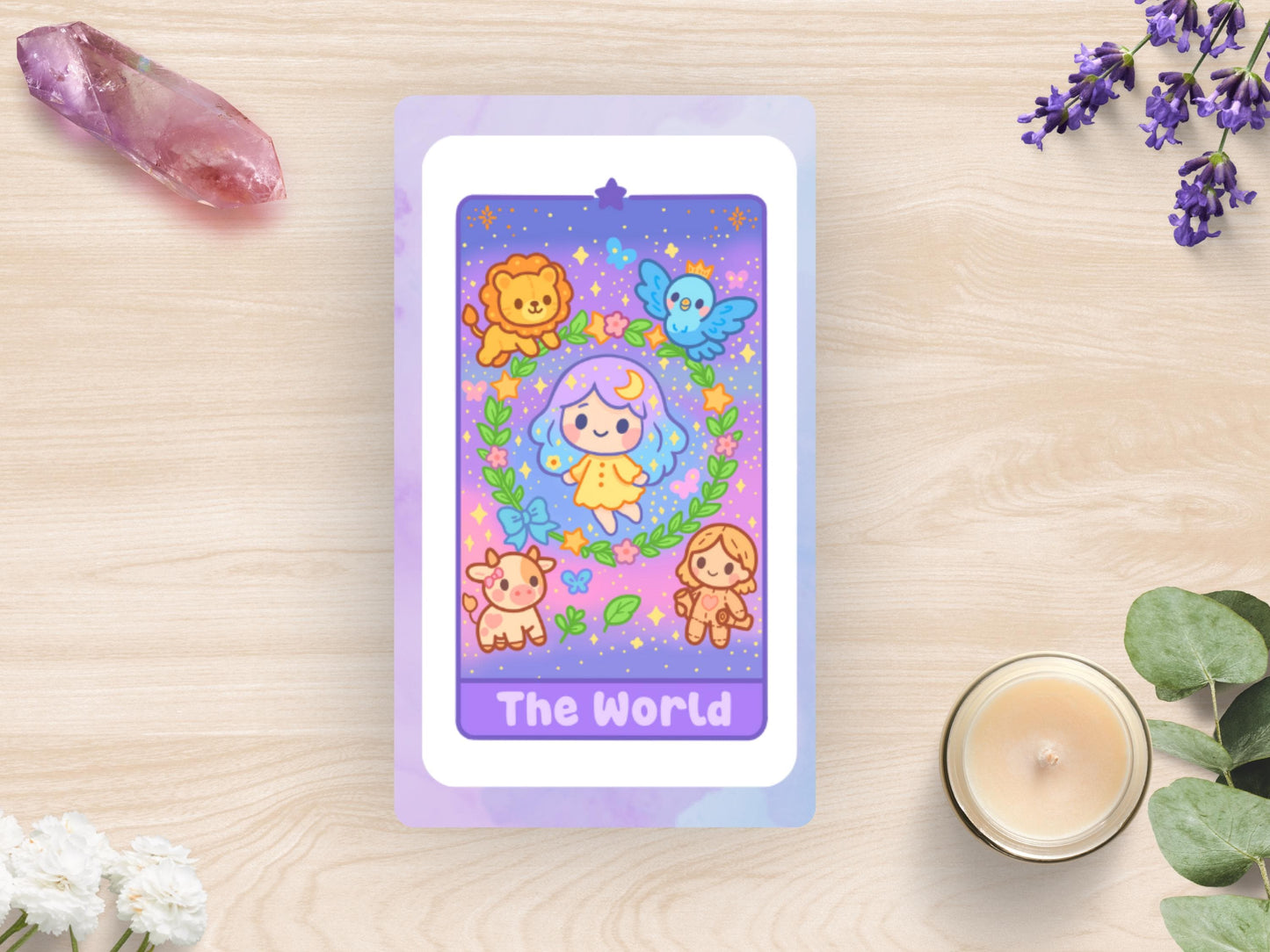 Kawaii Tarot Sticker Sheet Dreams & Destiny Waterproof Vinyl Pastel Witchy