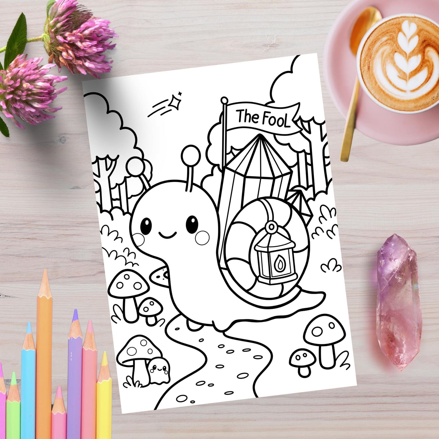 Spooky Forest Tarot Coloring Pages Kawaii Printable PDF Volume 1