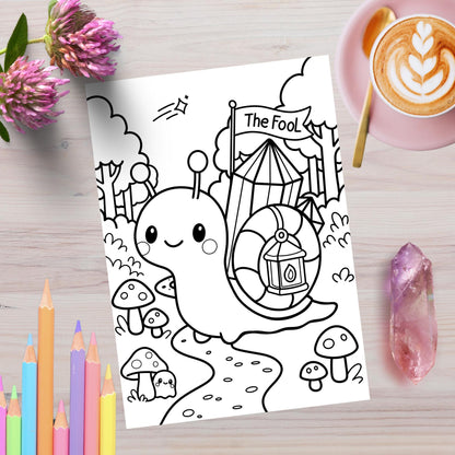 Spooky Forest Tarot Coloring Pages Kawaii Printable PDF Volume 1