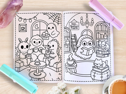 Handmade Kawaii Ghost Town Mini Coloring Book: Pastel Spooky Adventure