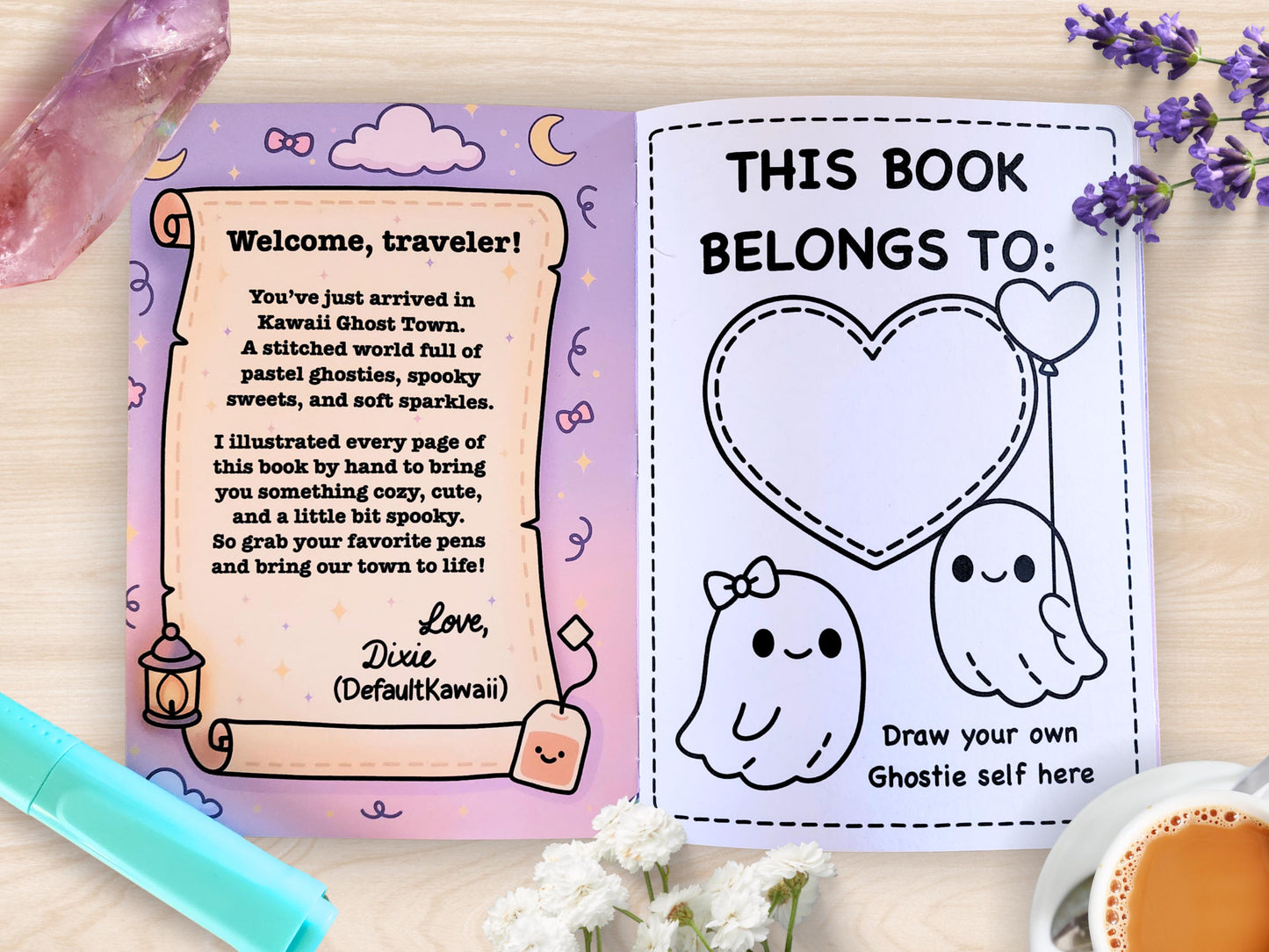 Handmade Kawaii Ghost Town Mini Coloring Book: Pastel Spooky Adventure