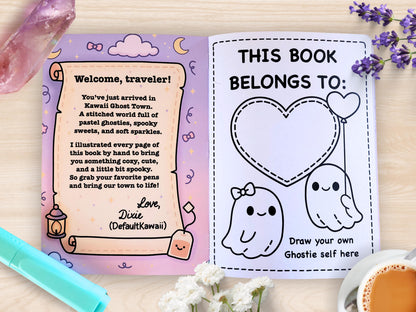 Handmade Kawaii Ghost Town Mini Coloring Book: Pastel Spooky Adventure